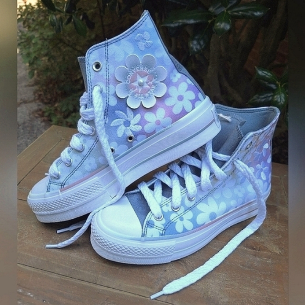 NEW Converse Chuck High Tops Floral Flower Embroidery Custom Rare Hi Top Sneaker